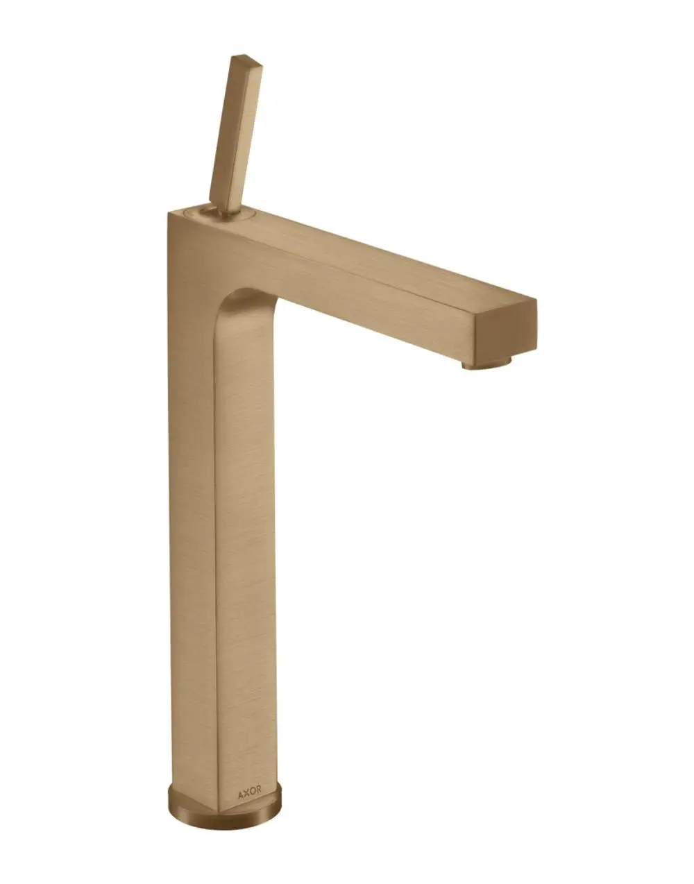 Einhebel-Waschtischmischer mit geradem Auslauf und Pingriff in gebürstetem Bronze-Finish von AXOR, geeignet für Aufsatzwaschtische.